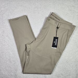 RHONE Commuter Skinny Mens 36x32 Khaki Ultra Slim Fit Zipper Pockets Flex Pants
